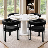 Artiss Dining Chairs Set of 4 Velvet Upholstered Barrel Chairs with Curved Armrests & Back Black