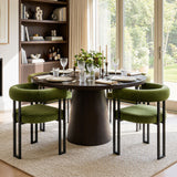 Artiss Dining Chairs Set of 4 Velvet Upholstered Barrel Chairs with Curved Armrests & Back Green