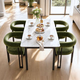 Artiss Dining Chairs Set of 4 Velvet Upholstered Barrel Chairs with Curved Armrests & Back Green