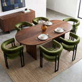 Artiss Dining Chairs Set of 6 Velvet Upholstered Barrel Chairs with Curved Armrests & Back Green