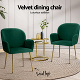 Artiss Dining Chairs Set of 4 Velvet Armchair Green