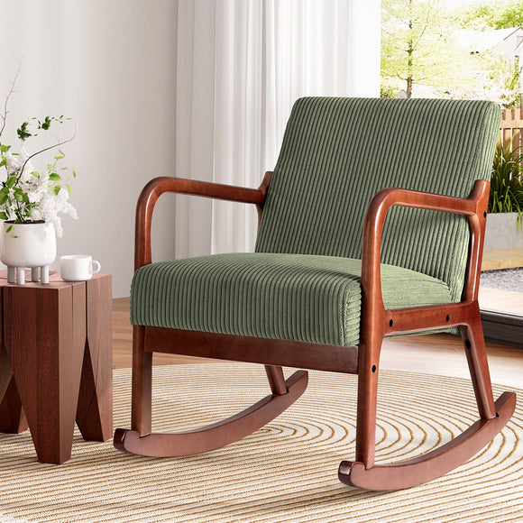 NNEDSZ Artiss Rocking Armchair Nursing Chair Corduroy Green