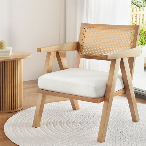 NNEDSZ Artiss Armchair Accent Chair Lounge Rattan Velvet Pine