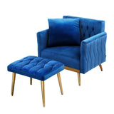 NNEDSZ Artiss Armchair Ottoman Accent Chair Pillow Velvet Blue
