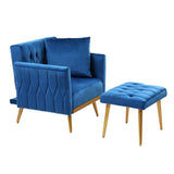NNEDSZ Artiss Armchair Ottoman Accent Chair Pillow Velvet Blue