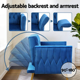 NNEDSZ Artiss Armchair Ottoman Accent Chair Pillow Velvet Blue