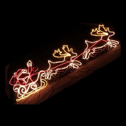 NNEDSZ Samland Led Santa on Sleigh Reindeer Rope Light
