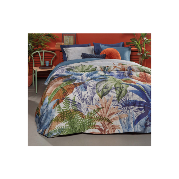 NNEDSZ Isla Cotton Sateen Blue Quilt Cover Sets by Bedding House Queen