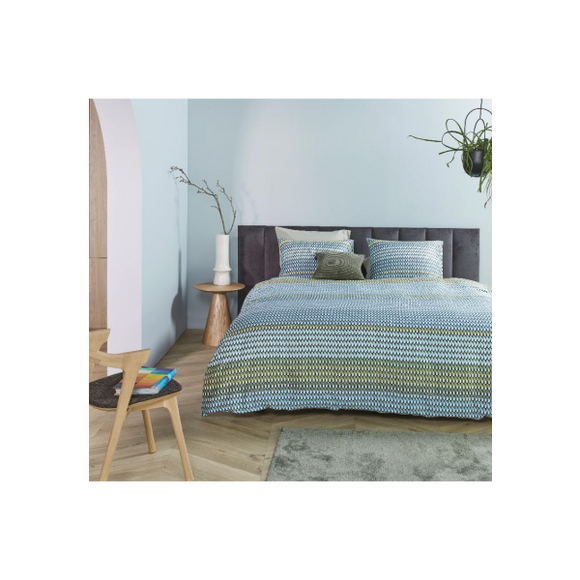 NNEDSZ Rhythm Cotton Sateen Blue Green Quilt Cover Sets by Bedding House Queen