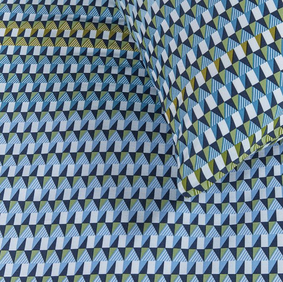 NNEDSZ Rhythm Cotton Sateen Blue Green Quilt Cover Sets by Bedding House King