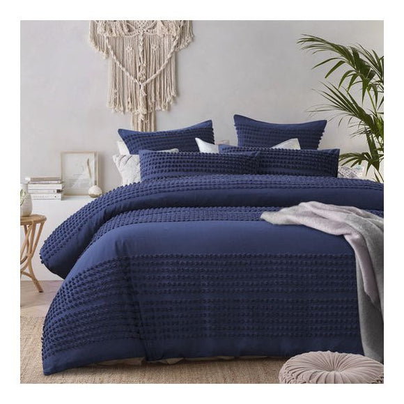 NNEDSZ Betty Dark Denim Quilt Cover by Vintage Design Homeware Queen