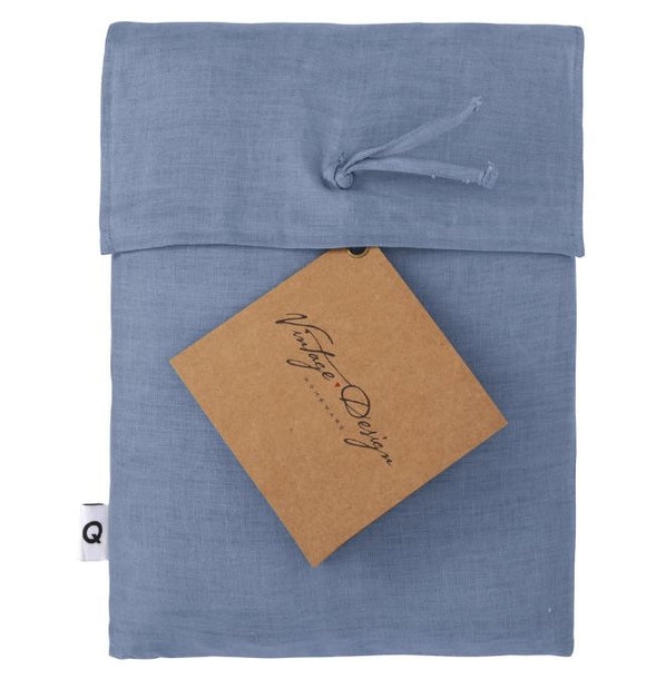 NNEDSZ Hemp Quilt Sky Blue Cover by Vintage Design Homeware King