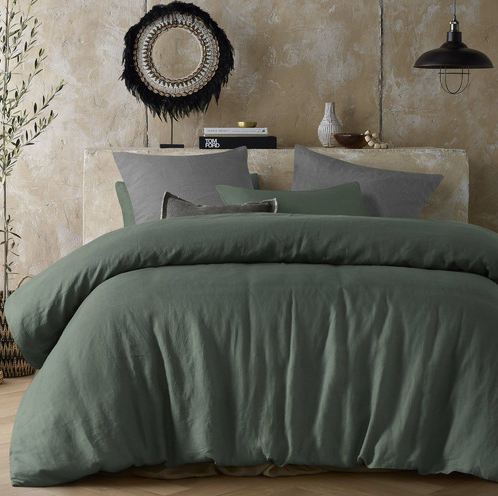 NNEDSZ Hemp Sea Green Quilt Cover by Vintage Design Homeware Queen