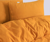 NNEDSZ Elan Linen 100% Egyptian Cotton Vintage Washed 500TC Mustard Double Quilt Cover Set