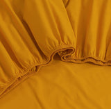 NNEDSZ Elan Linen 100% Egyptian Cotton Vintage Washed 500TC Mustard Double Bed Sheets Set