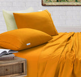NNEDSZ Elan Linen 100% Egyptian Cotton Vintage Washed 500TC Mustard Double Bed Sheets Set