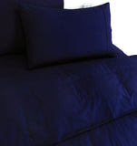NNEDSZ Elan Linen 100% Egyptian Cotton Vintage Washed 500TC Navy Blue Double Quilt Cover Set