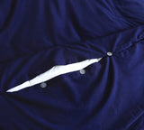 NNEDSZ Elan Linen 100% Egyptian Cotton Vintage Washed 500TC Navy Blue Double Quilt Cover Set