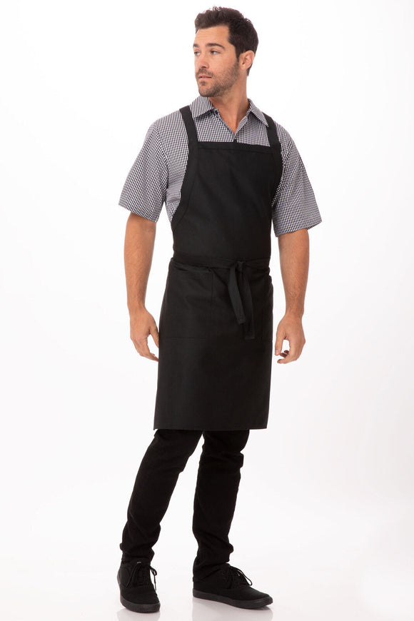 NNEDSZ Cross-Back Black Bib Apron by Chef Works