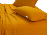 NNEDSZ Elan Linen 100% Egyptian Cotton Vintage Washed 500TC Mustard King Bed Sheets Set