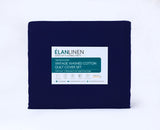 NNEDSZ Elan Linen 100% Egyptian Cotton Vintage Washed 500TC Navy Blue King Bed Sheets Set