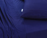 NNEDSZ Elan Linen 100% Egyptian Cotton Vintage Washed 500TC Navy Blue King Bed Sheets Set