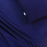 NNEDSZ Elan Linen 100% Egyptian Cotton Vintage Washed 500TC Navy Blue 50 cm Deep Mega King Bed Sheets Set