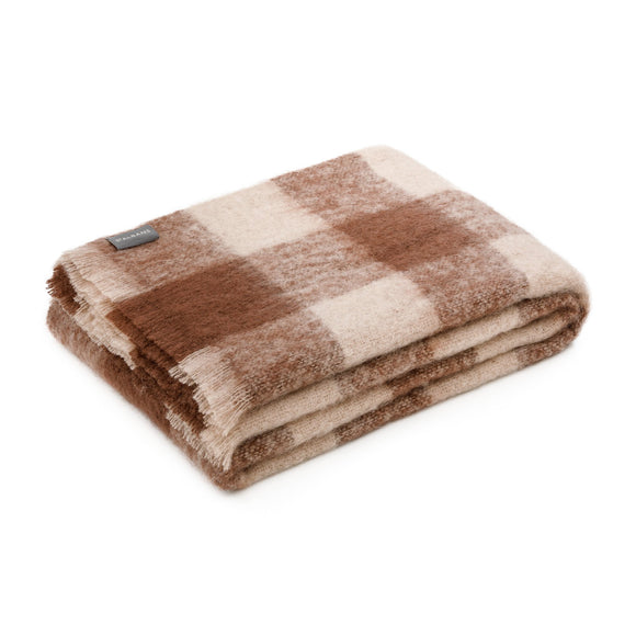 NNEDSZ Mohair Mocha Check Knee Rug by St Albans