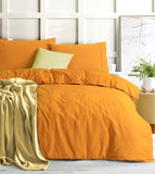 NNEDSZ Elan Linen 100% Egyptian Cotton Vintage Washed 500TC Mustard Queen Quilt Cover Set