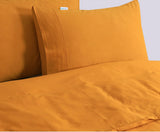NNEDSZ Elan Linen 100% Egyptian Cotton Vintage Washed 500TC Mustard Queen Quilt Cover Set