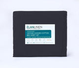 NNEDSZ Elan Linen 100% Egyptian Cotton Vintage Washed 500TC Charcoal Single Bed Sheets Set