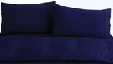 NNEDSZ Elan Linen 100% Egyptian Cotton Vintage Washed 500TC Navy Blue Single Quilt Cover Set