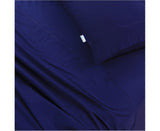 NNEDSZ Elan Linen 100% Egyptian Cotton Vintage Washed 500TC Navy Blue Single Bed Sheets Set