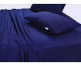 NNEDSZ Elan Linen 100% Egyptian Cotton Vintage Washed 500TC Navy Blue Single Bed Sheets Set