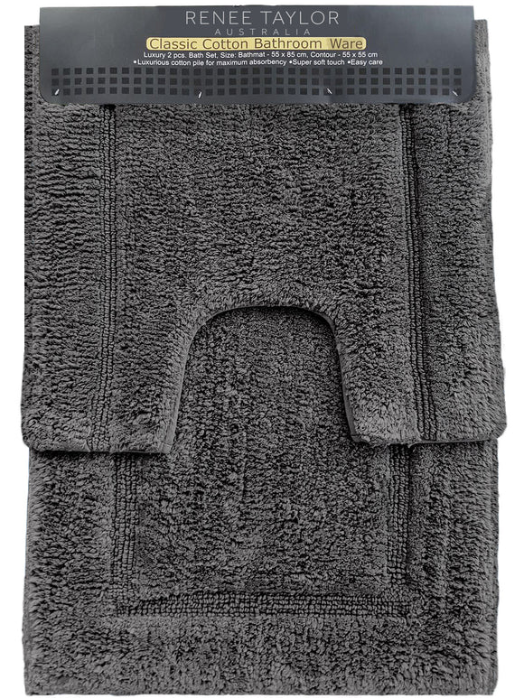 NNEDSZ 2 Piece 2200 GSM Tufted Nickel Bath Mat Set by Renee Taylor