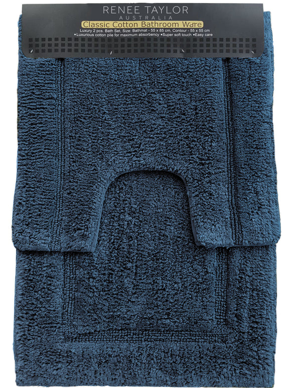 NNEDSZ 2 Piece 2200 GSM Tufted Blue Mirage Bath Mat Set by Renee Taylor