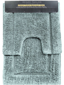 NNEDSZ 2 Piece 2200 GSM Tufted Gray Mist Bath Mat Set by Renee Taylor