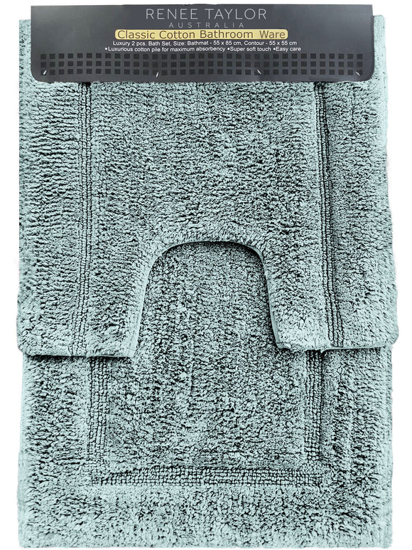 NNEDSZ 2 Piece 2200 GSM Tufted Gray Mist Bath Mat Set by Renee Taylor