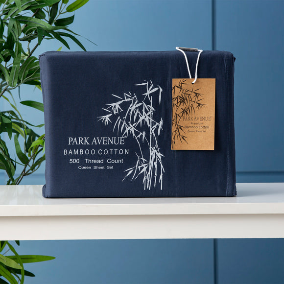 NNEDSZ Bamboo Cotton 500 Thread Count Indigo Sheet Sets by Park Avenue Mega King