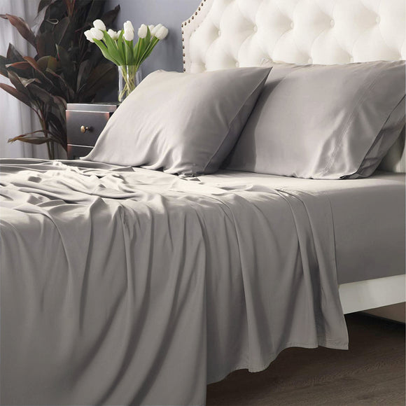 NNEDSZ Bamboo Cotton 500 TC Pewter Sheet Set by Park Avenue Long Single