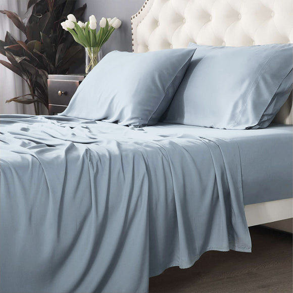 NNEDSZ Bamboo Cotton 500 TC Mid Blue Sheet Set by Park Avenue Split King