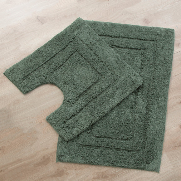 NNEDSZ 2200 GSM 2 Piece Tufted Sage Bath Mat Set by Renee Taylor