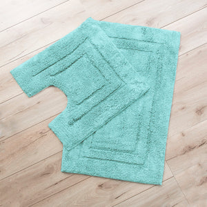 NNEDSZ 2200 GSM 2 Piece Tufted Aqua Bath Mat Set by Renee Taylor