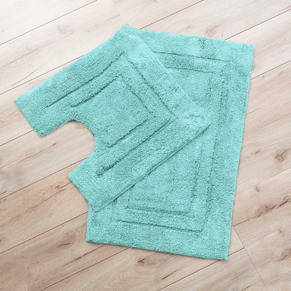 NNEDSZ 2200 GSM 2 Piece Tufted Aqua Bath Mat Set by Renee Taylor