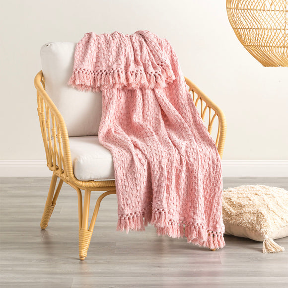 NNEDSZ Alysian Washed Cotton Textured Blush Throw by Renee Taylor