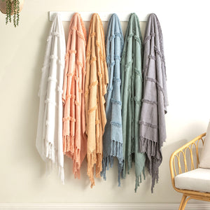NNEDSZ Cambridge Cotton Slub Tufted Tan Throw by Renee Taylor