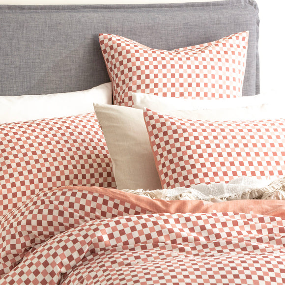 NNEDSZ 300 TC Chessboard Cotton Reversible Cedar European Pillowcase by Renee Taylor