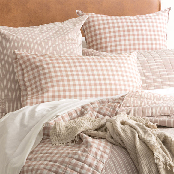 NNEDSZ Alison Yarn Dyed Cotton Reversible Clay Quilted Coverlet Set by Renee Taylor Super King