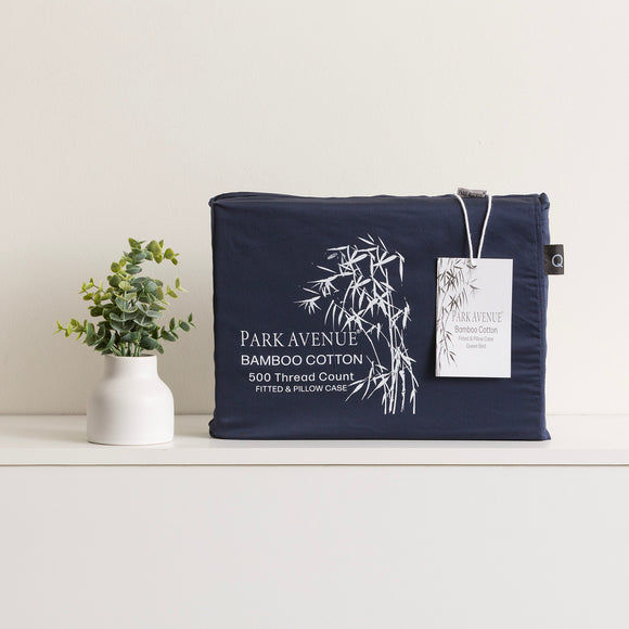 NNEDSZ Bamboo Cotton 500 Thread Count Indigo Combo Set by Park Avenue Super King