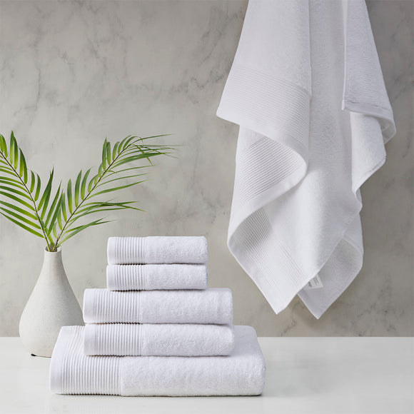 NNEDSZ Retreat Cotton Tencel Antimicrobial 6 Piece White Towel Set by Cloud Linen